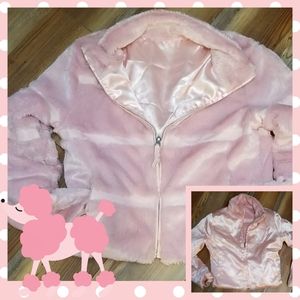 Pink Faux Fur Coat reversable to a Satiny feel! (M)